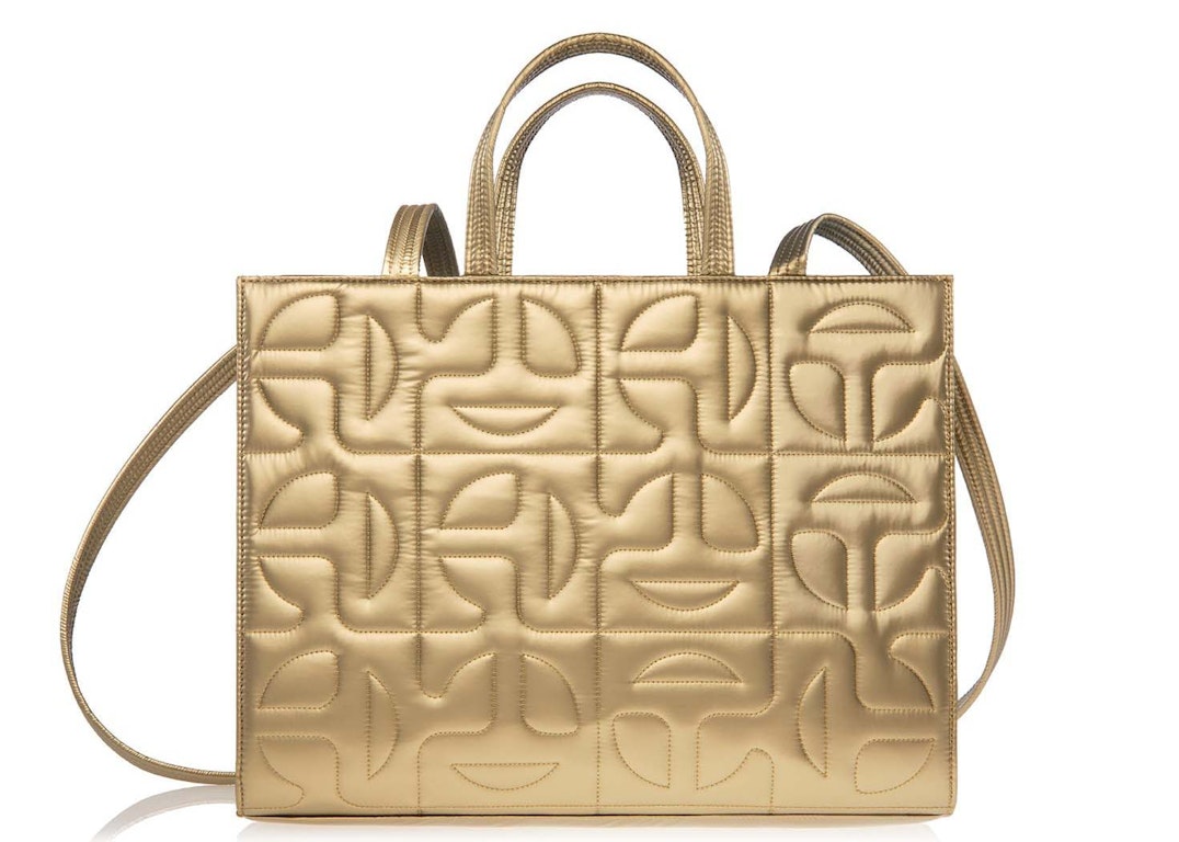 Pre-owned Telfar X Moose Knuckles Quilted Medium Shopper Gold