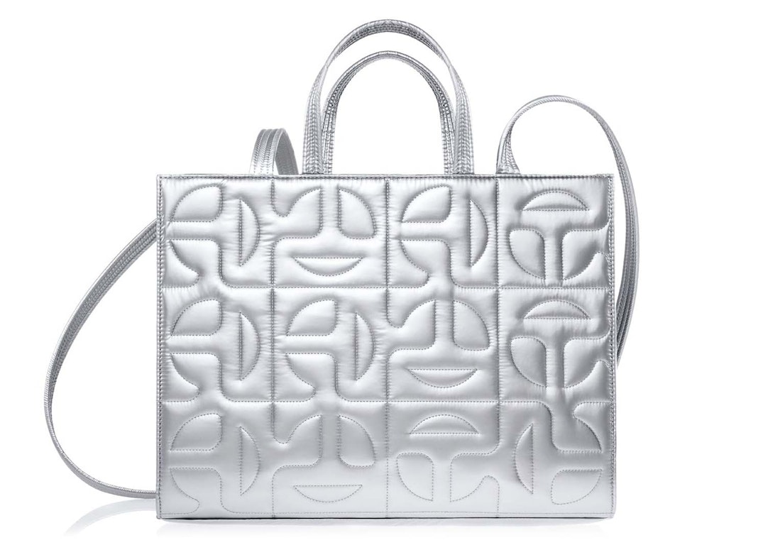 Pre-owned Telfar X Moose Knuckles Quilted Medium Shopper Silver