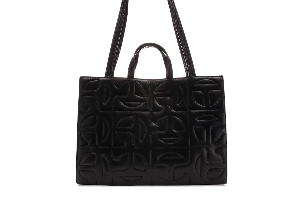 Pre-owned Telfar X Moose Knuckles Quilted Nylon Shopper Tote Large Black