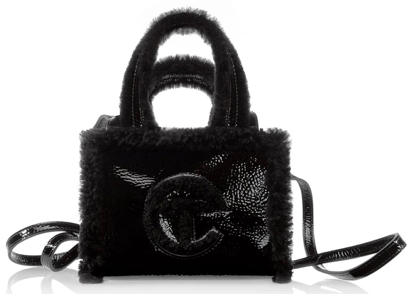 Telfar x UGG Small Shopper Crinkle Black in Crinkle Patent Leather