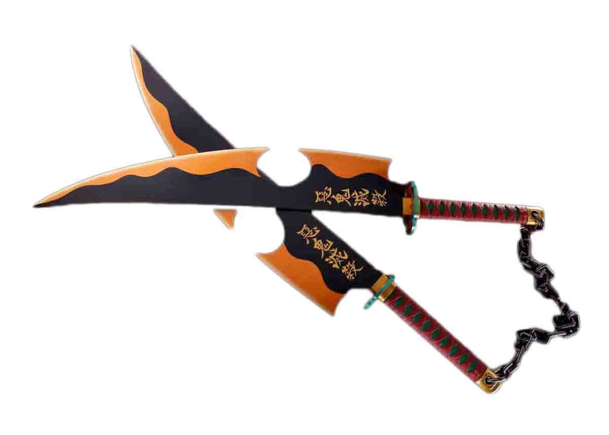 WXJP Uzui Tengen Machete Knife Cosplay Anime Sword Toy 80cm31 Demon  Slayer Wooden Blade Weapon Model Anime Fan Halloween Party Color  Yellow  Size  2pcs  Amazoncouk Toys  Games