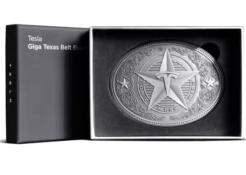 Tesla giga deals texas belt buckle