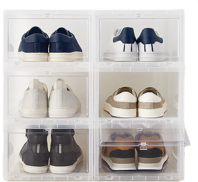 The Container Store Large Drop Front Sneaker Storage Box 6-Pack Translucent  - US