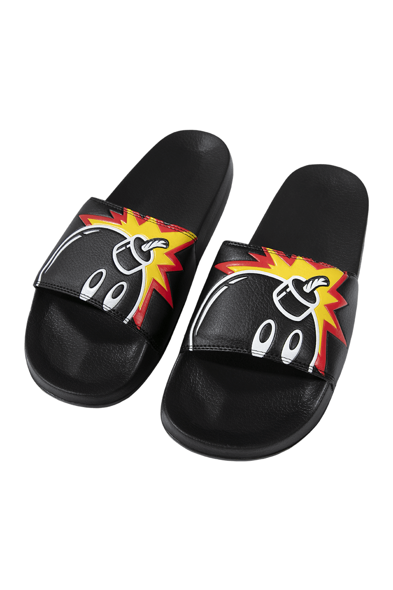 Pre-owned The Hundreds Men's Adam Bomb Slides In Black