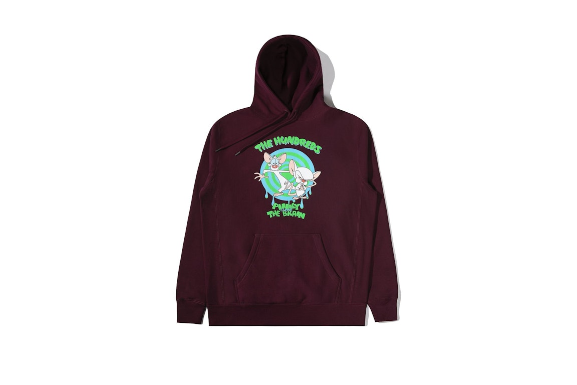 Pre-owned The Hundreds X Anamaniacs Pinky & Brain Pullover Hoodie Burgundy