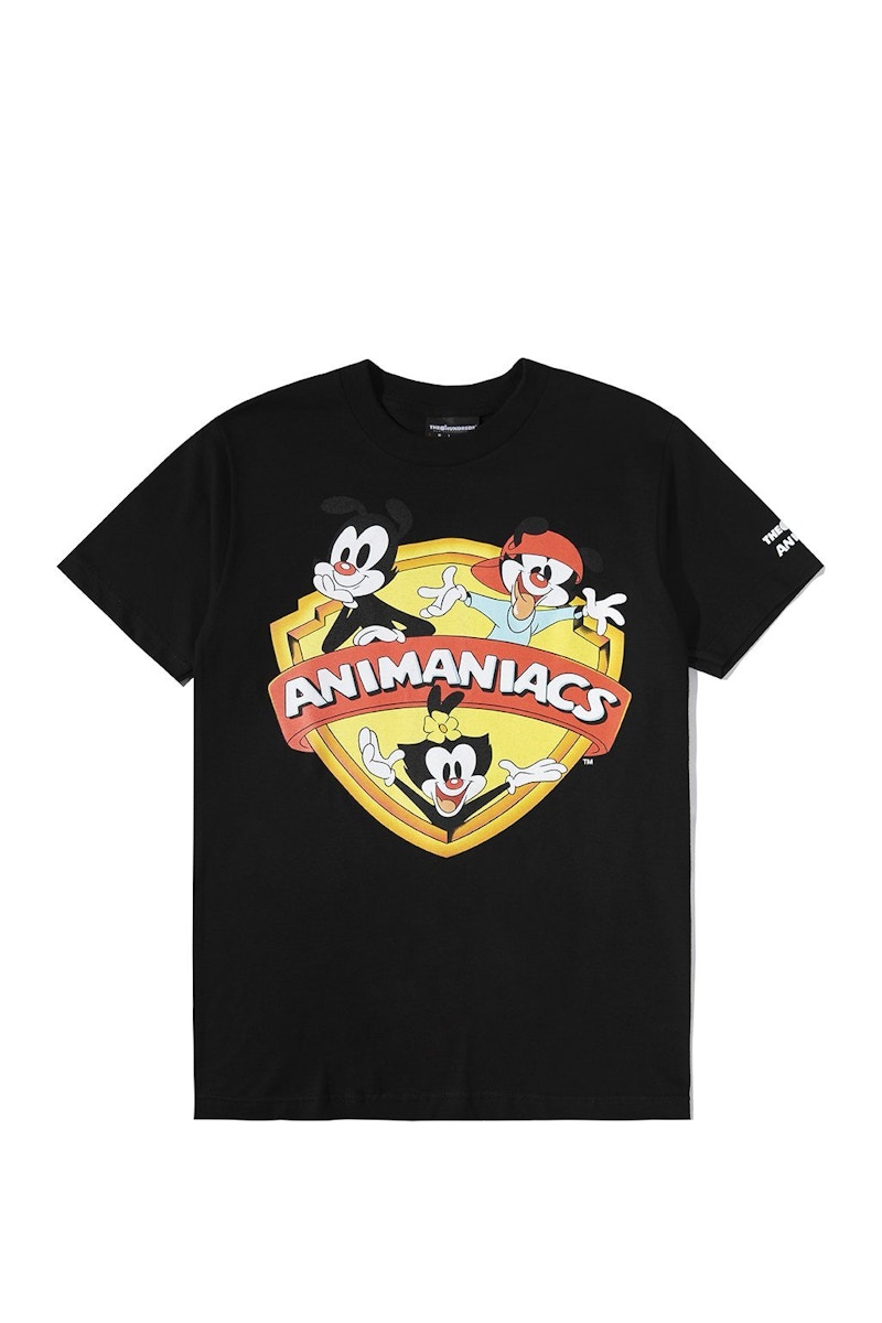 Pre-owned The Hundreds Men's X Anamaniacs Shield T-shirt In Black