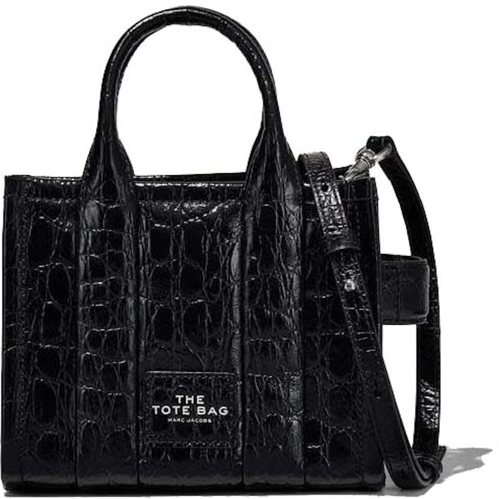 Marc Jacobs The Croc-Embossed Micro Tote Bag Black in Leather with  Silver-tone - US