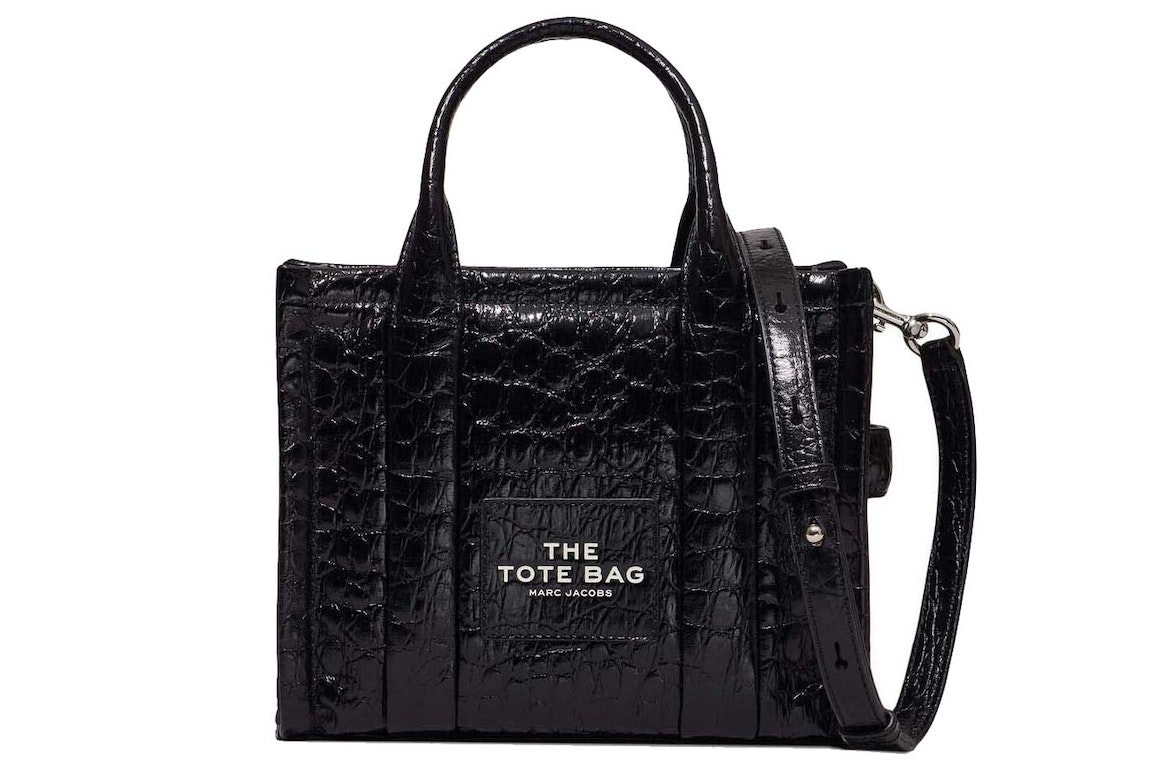Pre-owned The Marc Jacobs The Croc-embossed Mini Tote Bag Black