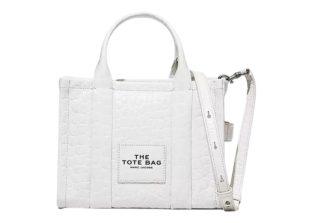 Pre-owned Marc Jacobs The Croc-embossed Mini Tote Bag Ivory