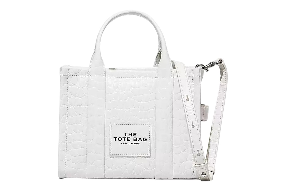 Pre-owned Marc Jacobs The Croc-embossed Mini Tote Bag Ivory