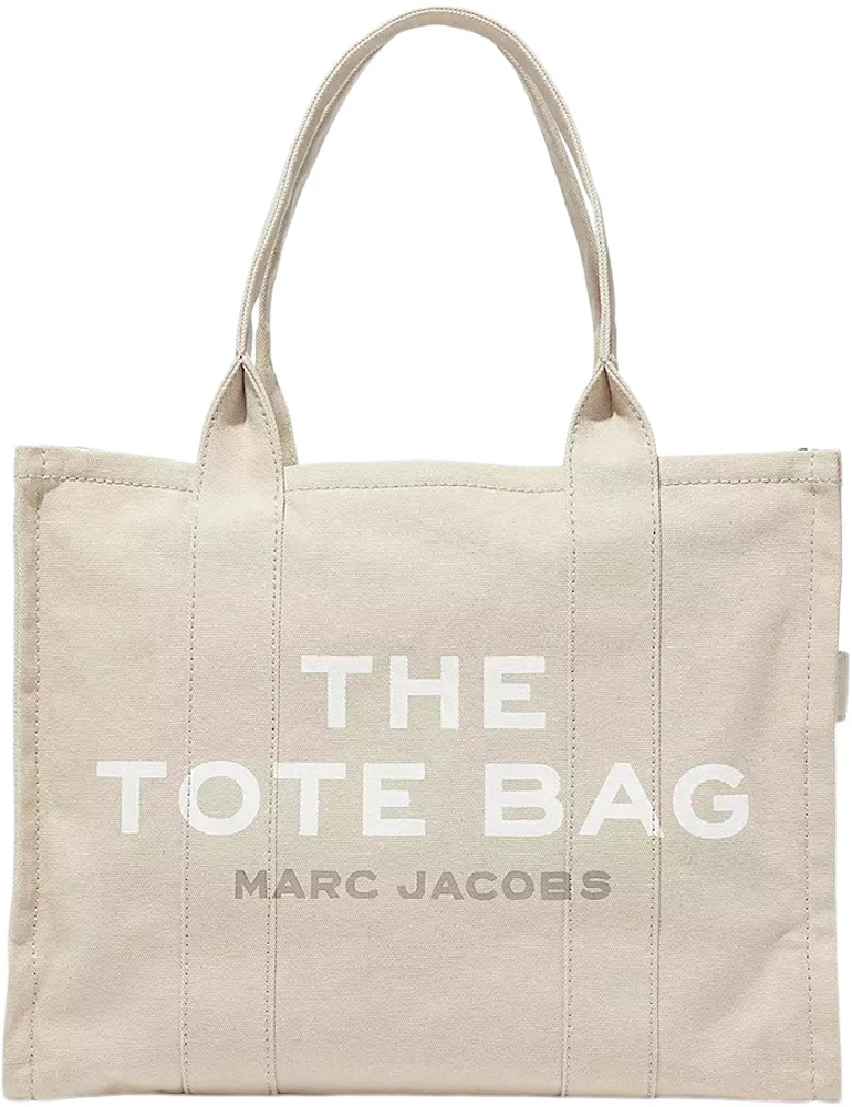 Marc Jacobs The Large Tote Bag Beige in Cotton Canvas with Silver-tone - GB