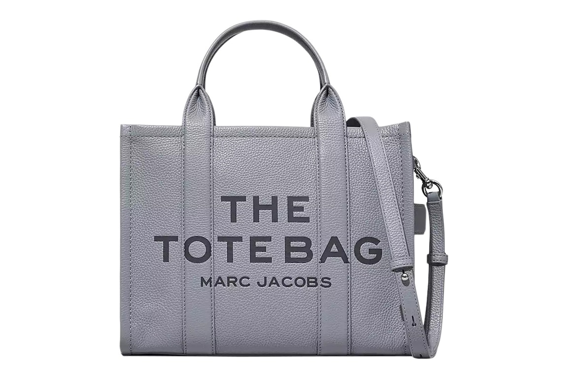 Pre-owned Marc Jacobs The Leather Medium Tote Bag Wolf Grey