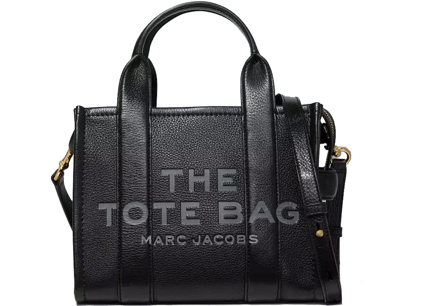 Marc Jacobs The Leather Tote Bag Small Black in Grain Leather with Gold