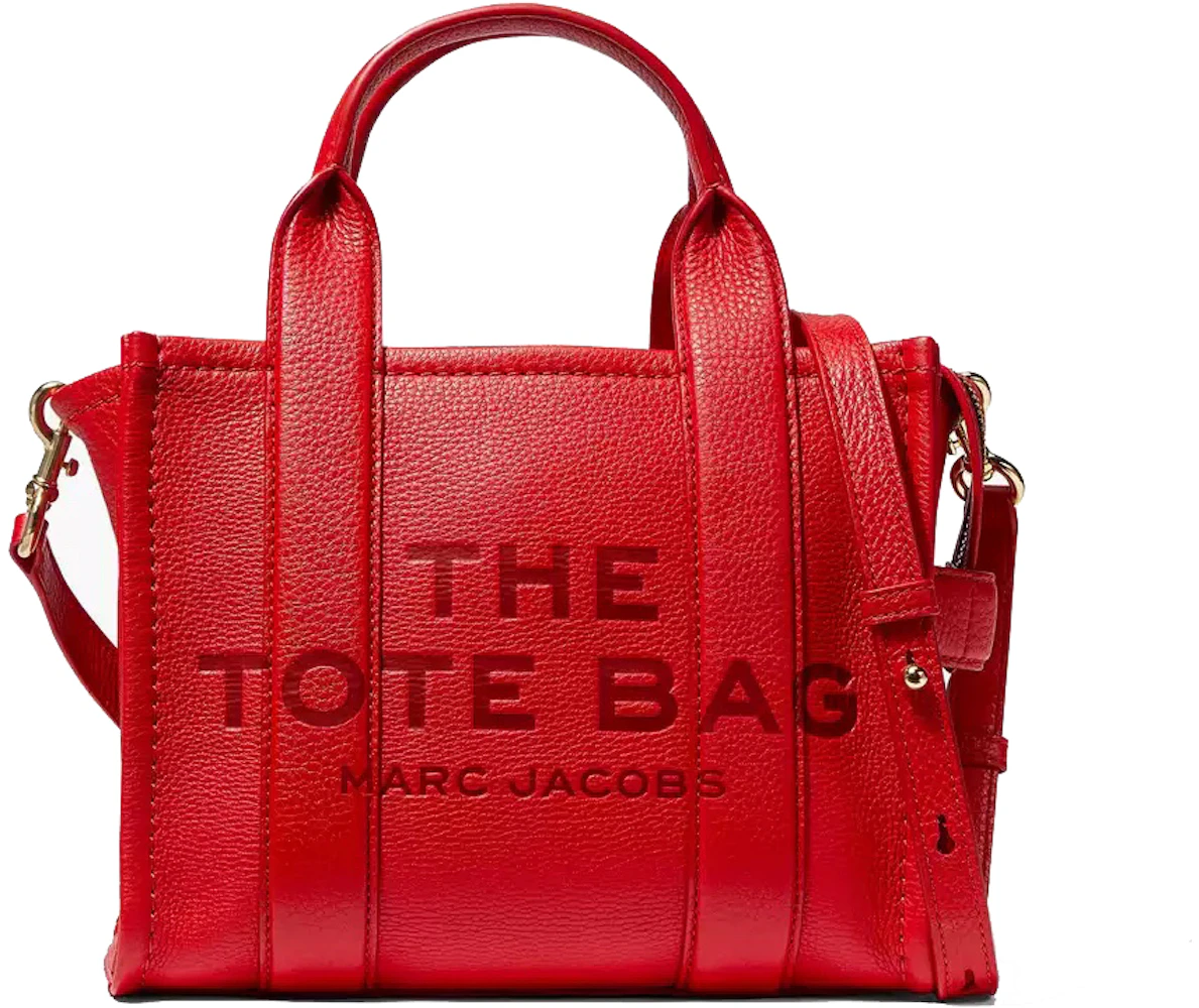 Marc Jacobs The Leather Tote Bag Small True Red in Grain Leather with ...