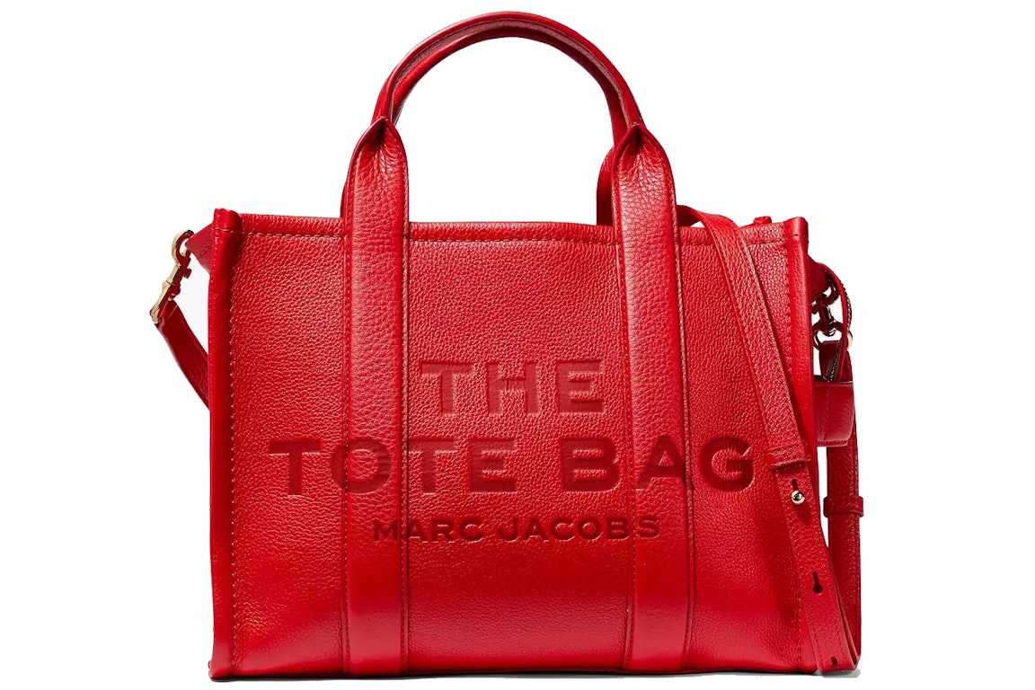 Pre-owned The Marc Jacobs The Leather Tote Bag Small True Red