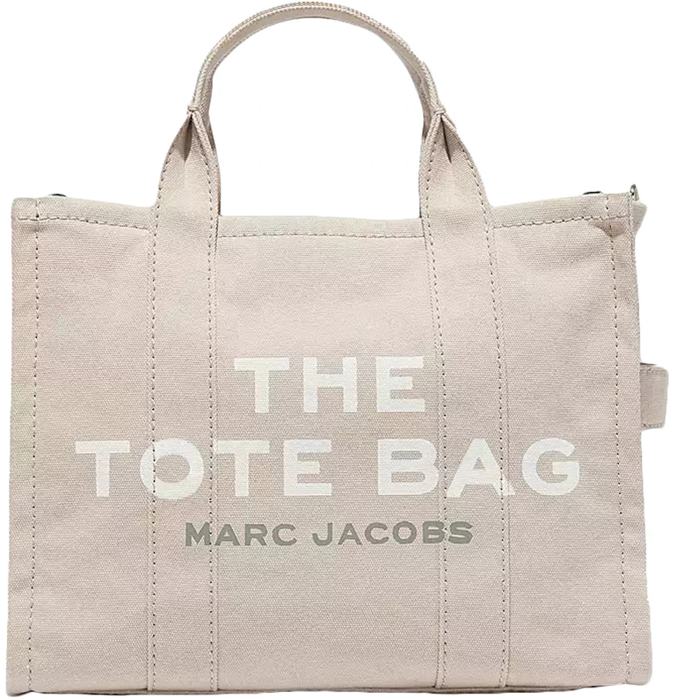 Marc Jacobs The Medium Tote Bag Beige in Cotton Canvas with Silver-tone ...