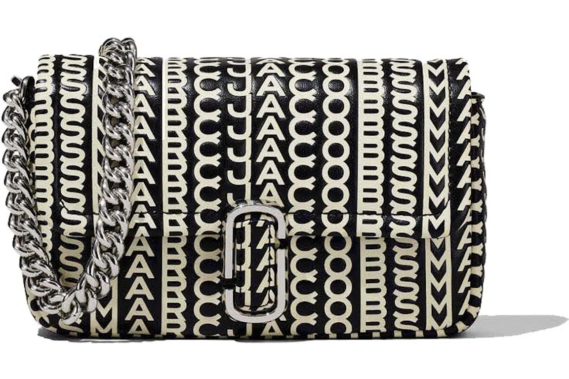 Marc Jacobs The Monogram Leather J Marc Mini Shoulder Bag Black/White ...