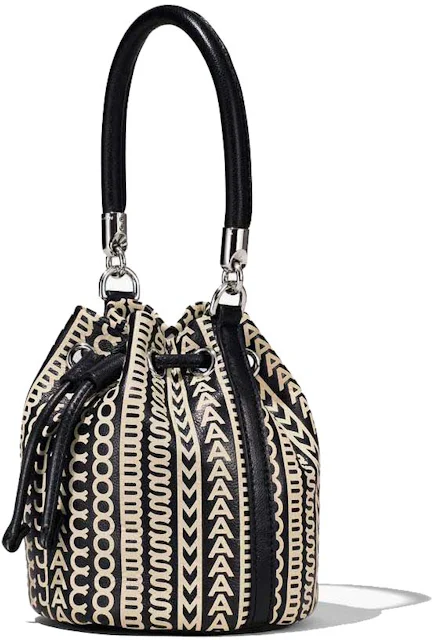 Marc Jacobs The Monogram Leather Micro Bucket Bag Black/White in ...