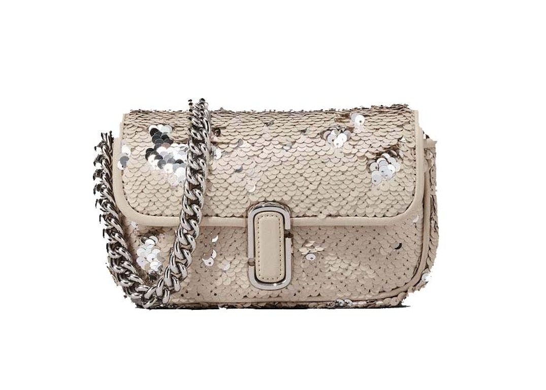 Pre-owned The Marc Jacobs Marc Jacobs The Sequin J Marc Mini Shoulder Bag Cream/silver