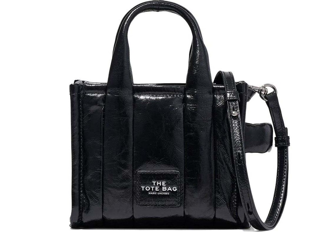 Pre-owned The Marc Jacobs The Shiny Crinkle Micro Tote Black