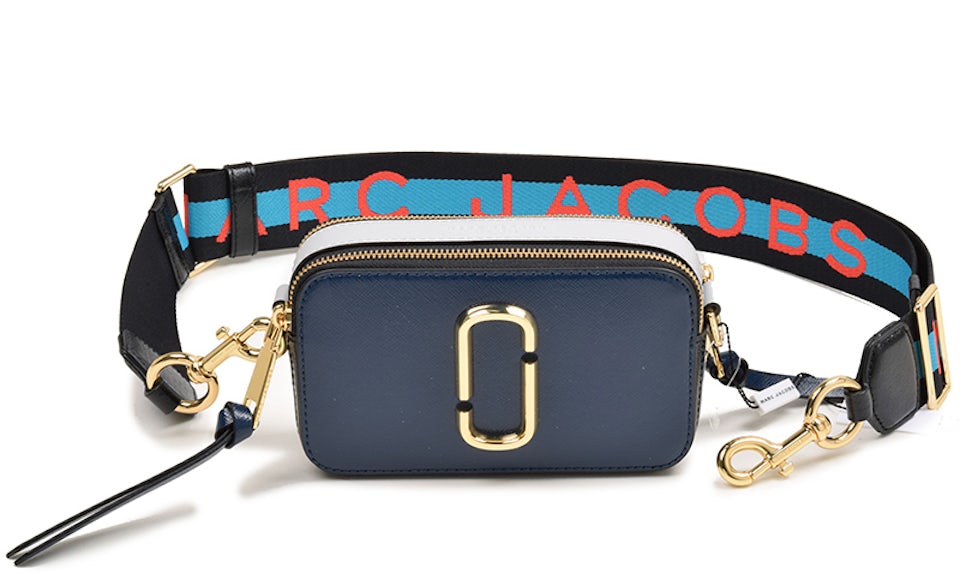 Marc Jacobs The Logo Strap Snapshot New Blue Sea Multi Leather Camera Bag