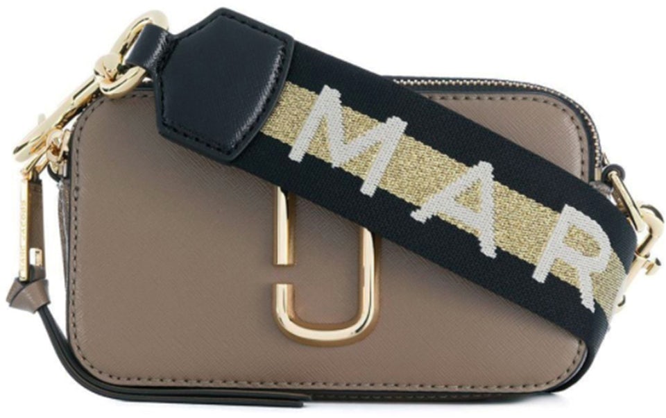 Marc Jacobs Snapshot Zebra Strap Color Block Leather Camera Bag In Dove  Multi/gold