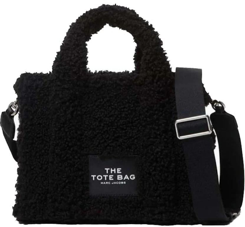 Marc Jacobs The Teddy Small Tote Bag Black in Teddy Fleece with Silver ...