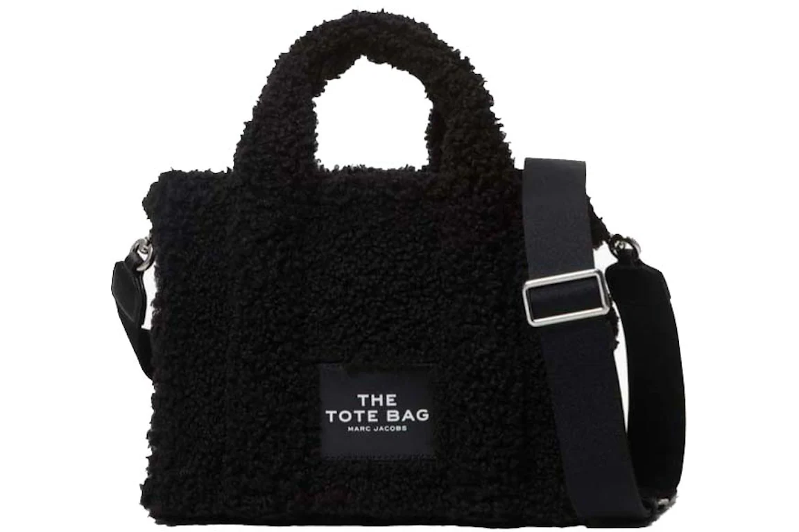 Marc Jacobs The Teddy Small Tote Bag Black in Teddy Fleece with Silver ...