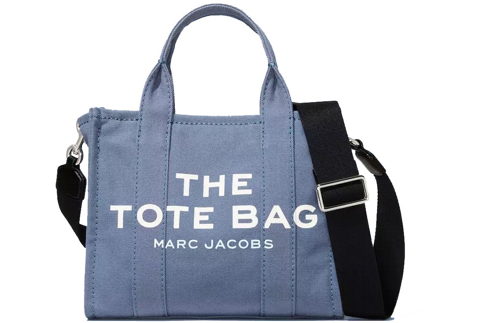 Marc Jacobs The Tote Bag Small Blue Shadow in Cotton/Leather - US