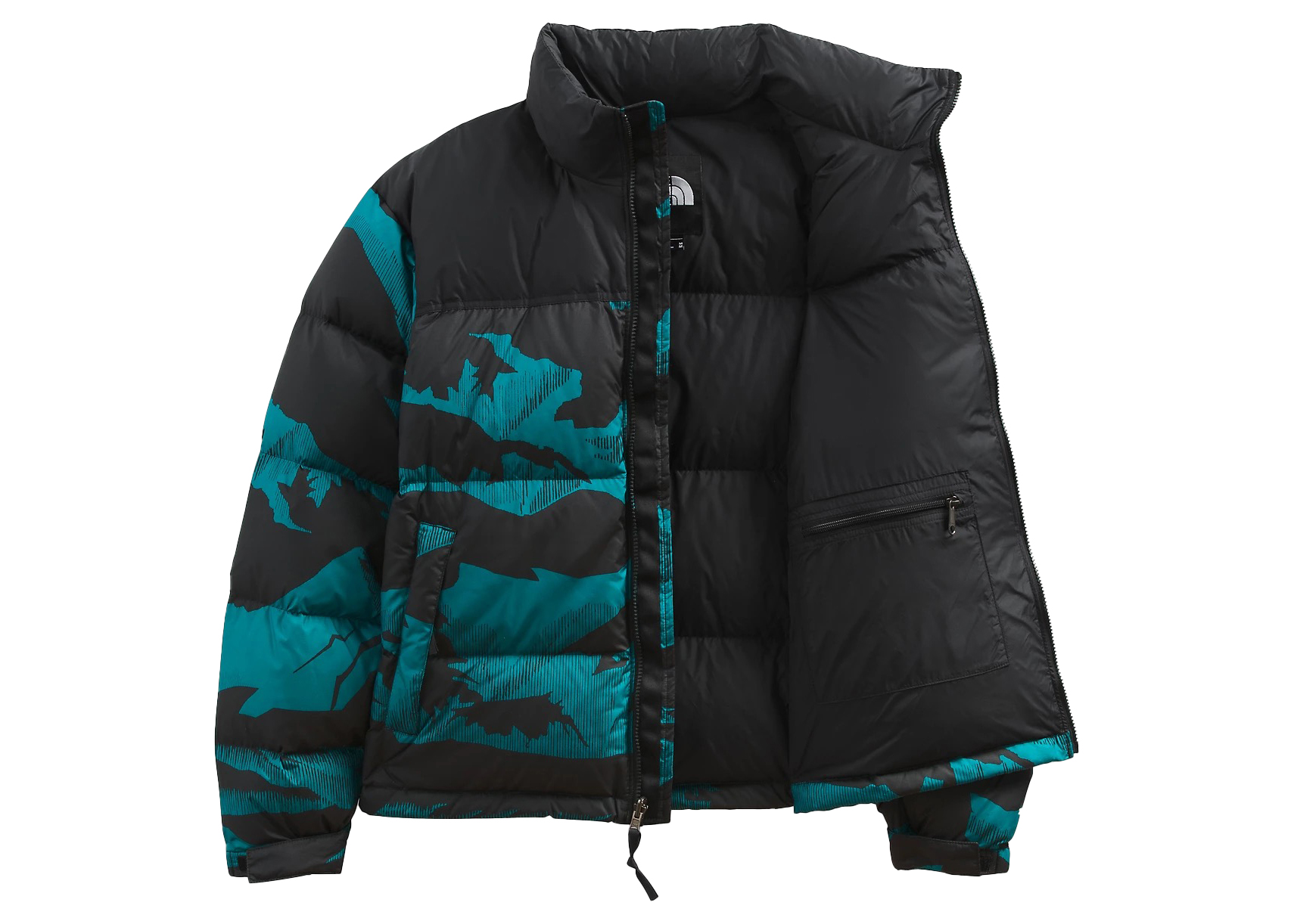 The North Face 1996 Retro Nuptse 700 Fill Packable Jacket Harbor  Blue/Linear Mountain Print