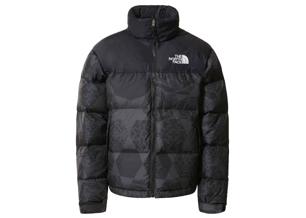 Pre-owned The North Face 1996 Retro Nuptse Ic Geo Tonal Print Jacket Black