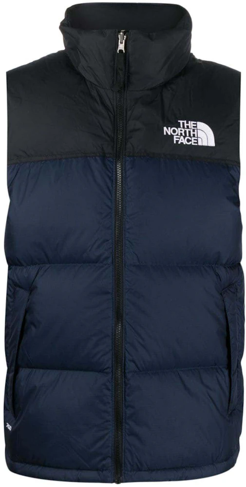 The North Face Logo-Embroidered Padded Gilet Navy Blue/Black Men's ...