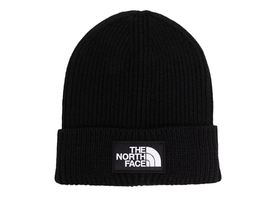 Pre-owned The North Face Logo Patch Ribbed Beanie Black
