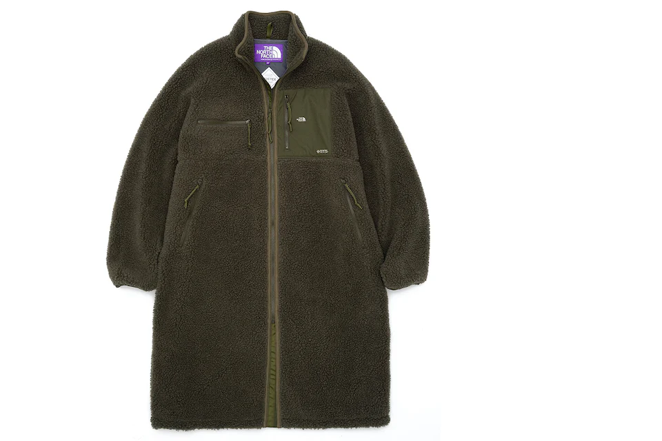 The North Face Purple Label Wool Boa Fleece Field Gore-Tex Infinium Coat Olive