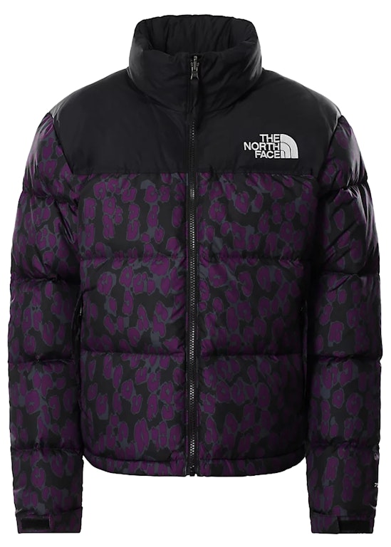 Pre-owned The North Face Womens 1996 Printed Retro Nuptse 700 Fill Packable Jacket Gravity Purple Leopard Prin In Gravity Purple Leopard Print