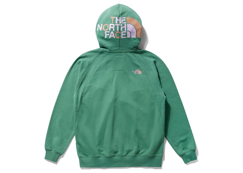 Green north face on sale zip up hoodie