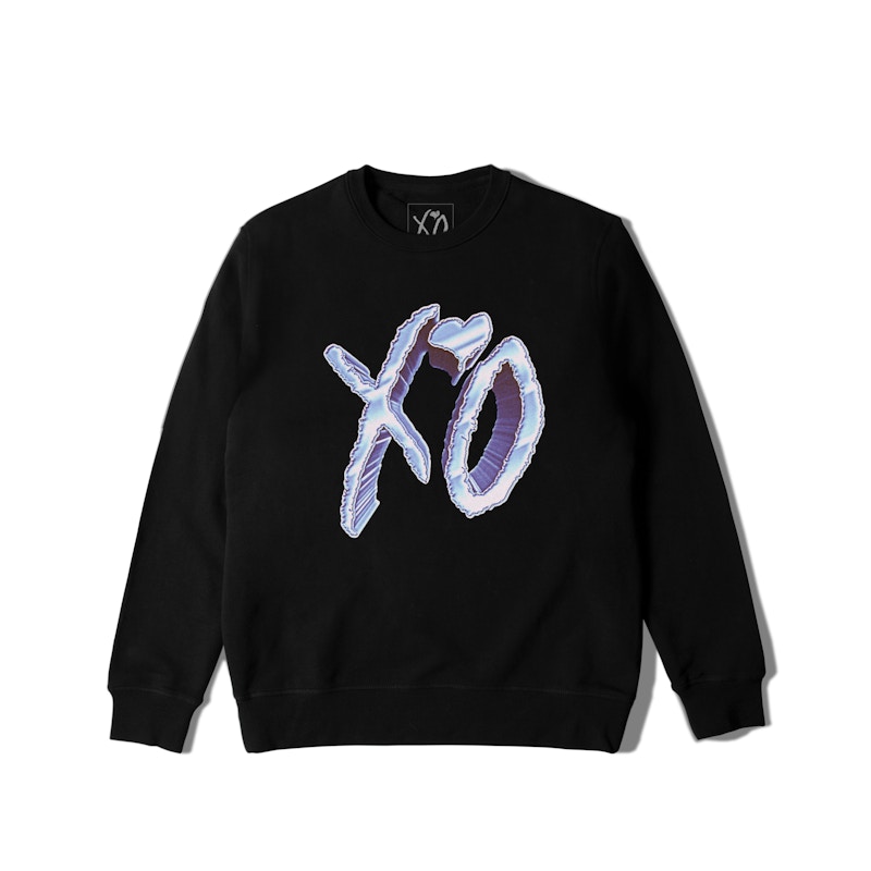 The Weeknd Dawn FM Chrome XO Logo Crewneck Sweater Black Men s