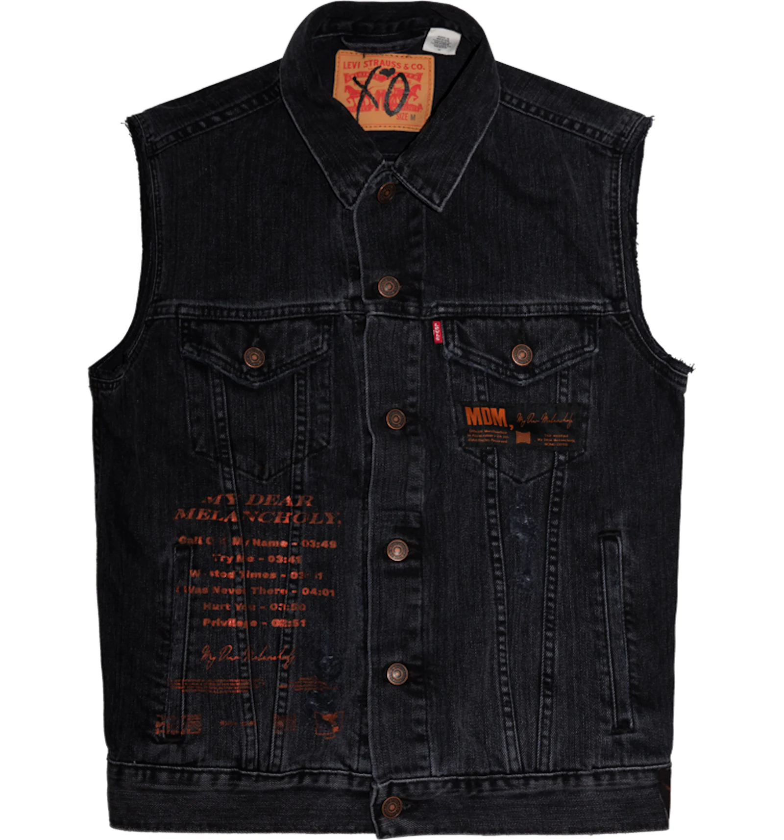 Black denim vest mens levis sales