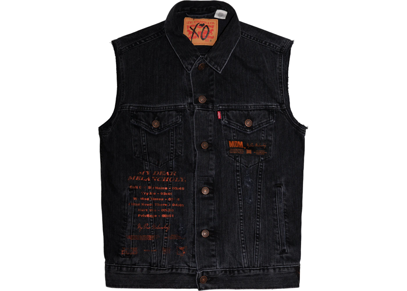 Black denim hot sale vest mens levis