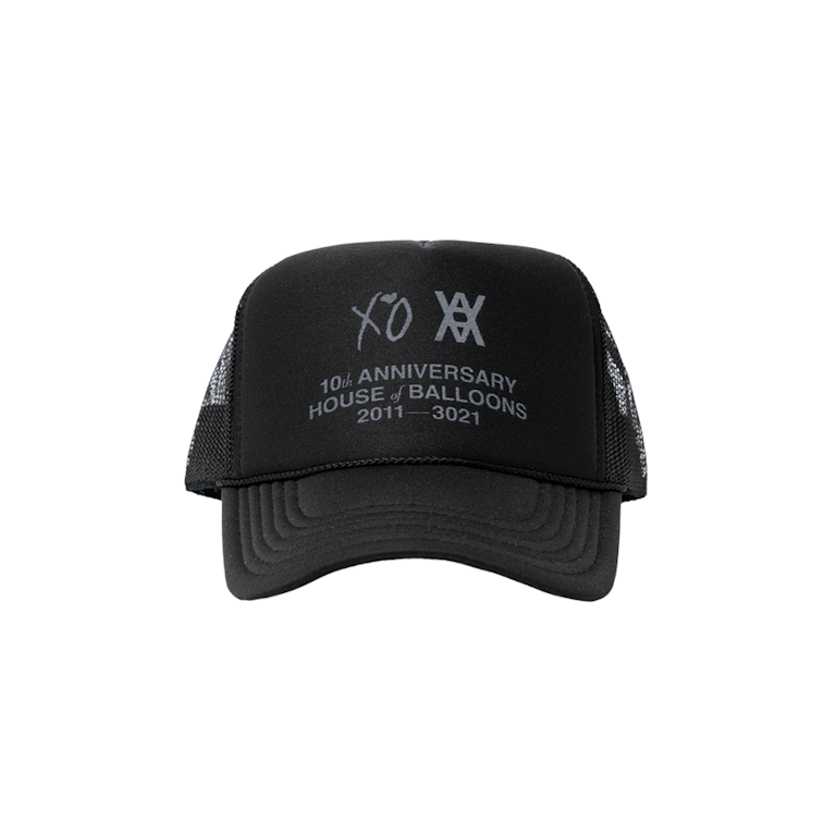 Pre-owned The Weeknd X Daniel Arsham House Of Balloons Anniversary Trucker Hat Black