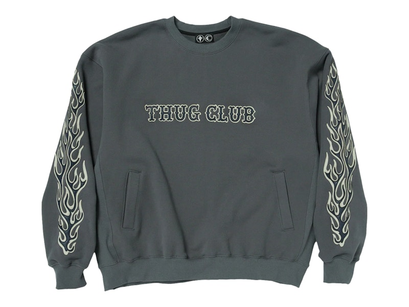 thug club グラフィック トレーナー Thug Club Leather Flame Sweatshirt Grey - SS26 - US