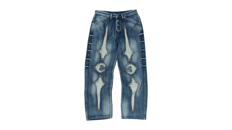 Thug Club TC Bone Leather Denim Pants Blue - SS26 - JP