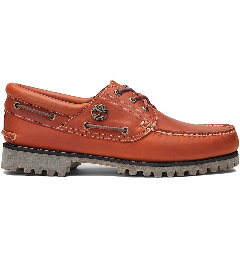 Timberland 3-Eye Lug Handsewn Boat Shoe Orange Men's TB0A2PDQ