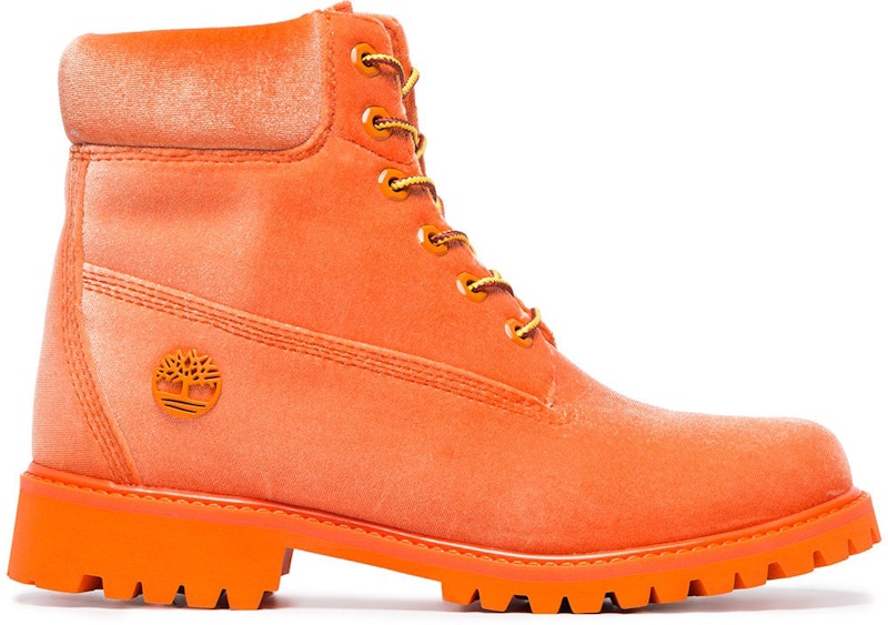 Timberland 6 Boot Off White Orange Velvet Women s