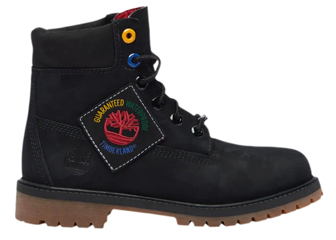 Pre-owned Timberland 6" Premium Boot Black Patch (gs) In Black/multi-color