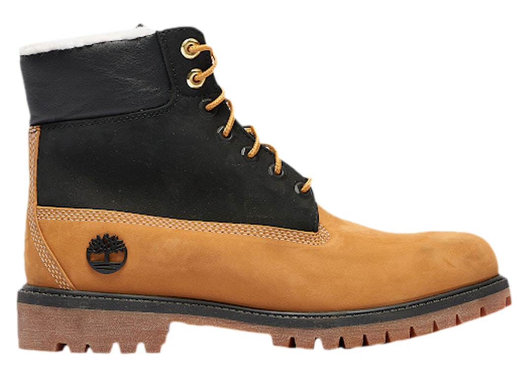 Pre-owned Timberland 6" Premium Boot Shearling Wheat Black (gs) In Wheat/black