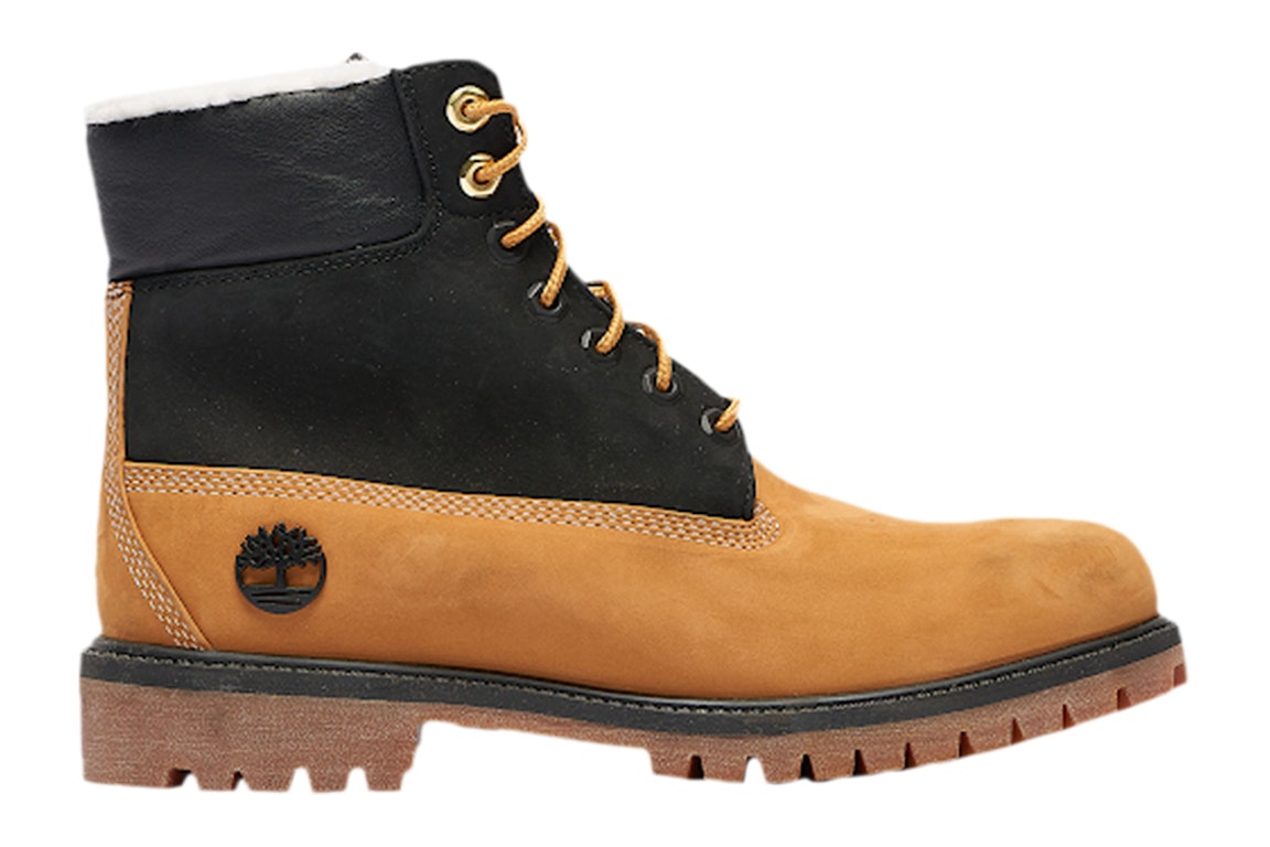 Pre-owned Timberland 6" Premium Boot Shearling Wheat Black (gs) In Wheat/black
