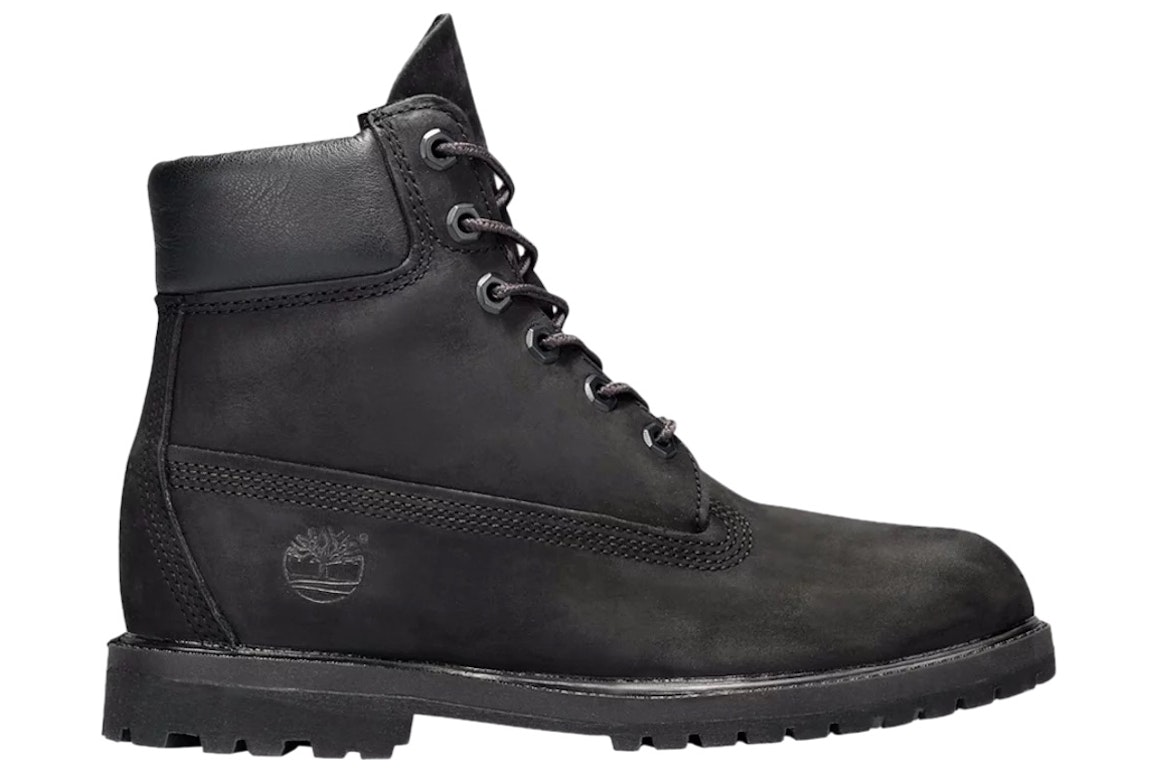 Pre-owned Timberland 6 Inch Premium Waterproof Boots Black Nubuck (women's) In Black Nubuck/black