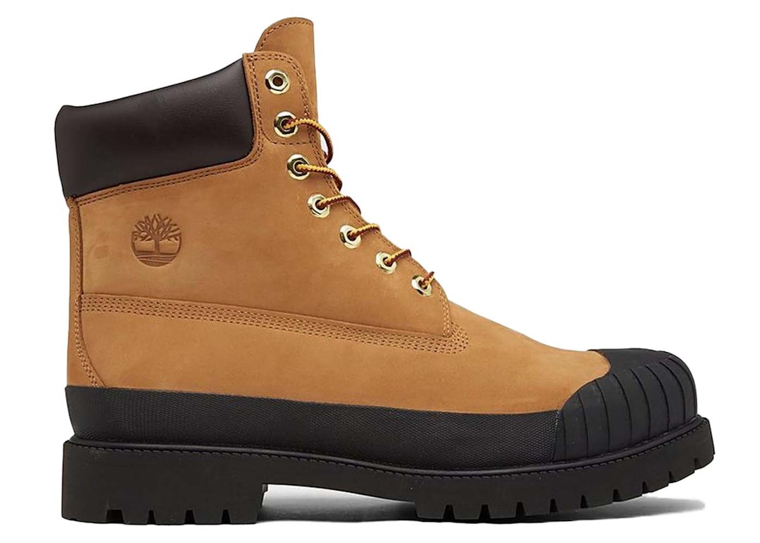 Pre-owned Timberland 6" Premium Boot Rubber Toe Wheat Black In Wheat/black