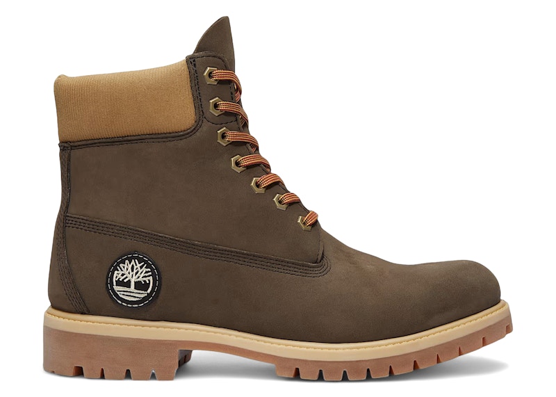 Pre-owned Timberland Men's 6" Premium Waterproof Boot Nubuck Sneakers In Dark Brown/olive